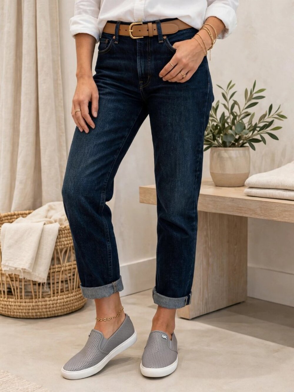Michael Kors Gray Perforated Slip-On Loafers